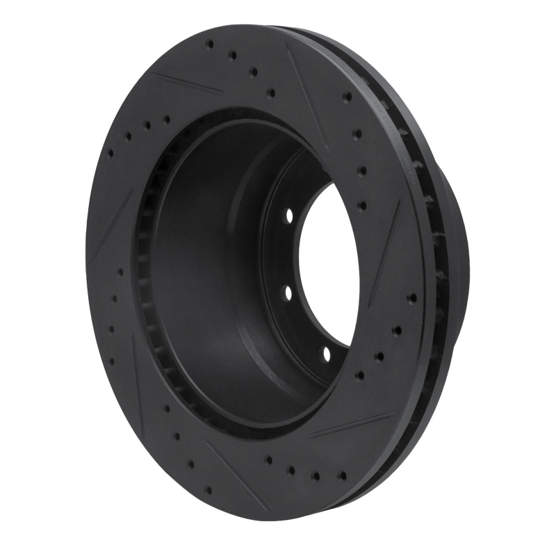 Ford F-350 Super Duty Brake Rotor (1) - Rear Left - R1 Concepts - Drilled & Slotted - Black - `05-`12